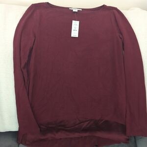 White House Black Market Maroon Long Sleeve Top